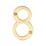 M Marcus Heritage Brass Numeral 8 - Face Fix 76mm Slimline font